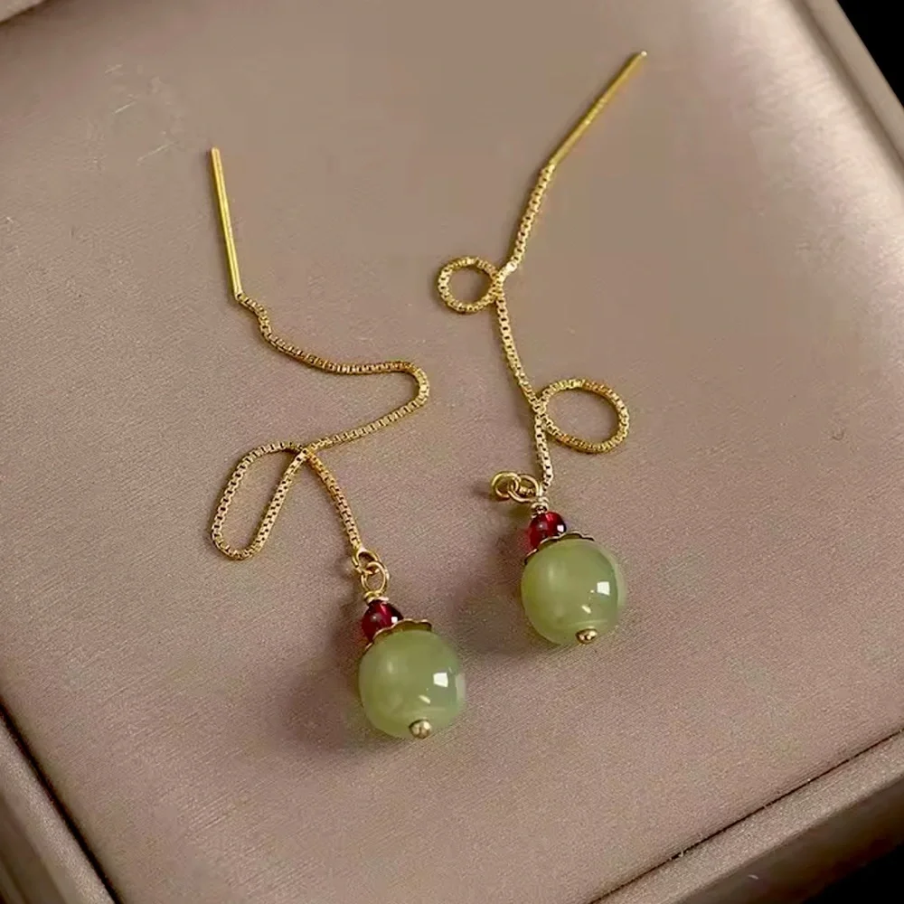 Hetian Jade Earrings - Picture 1 of 4